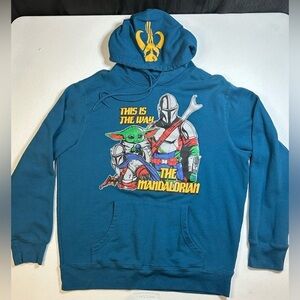 Star‎ Wars Mandalorian Men's Graphic Hoodie Sweatshirt Size Large Blue
